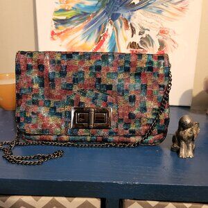 NEW small MARMI rainbow colored rectangular soft leather crossbody|clutch bag